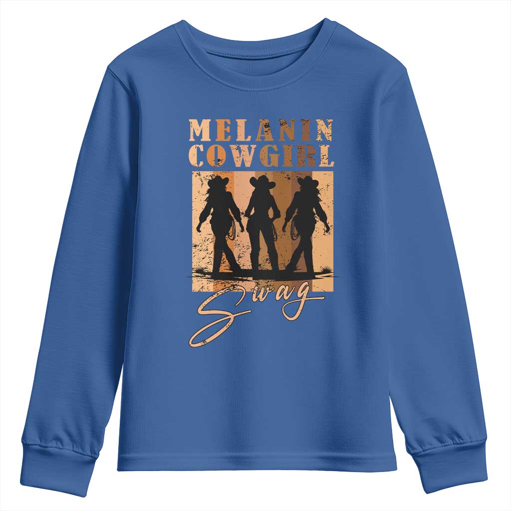 African Melanin Cowgirl Swag Youth Sweatshirt Cowgirls Black History Pride Retro TS02