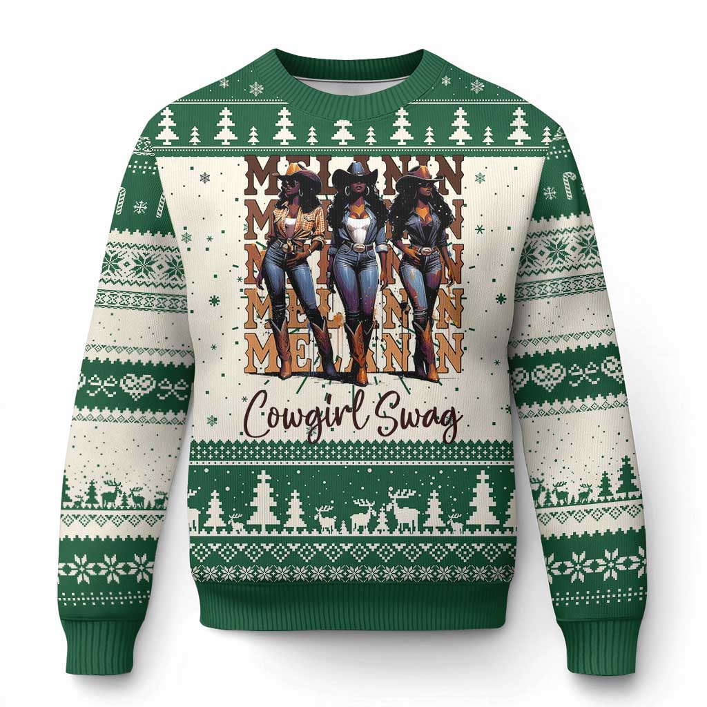 African Melanin Cowgirl Swag Knit Sweatshirt Cowgirls Black History Pride TS02