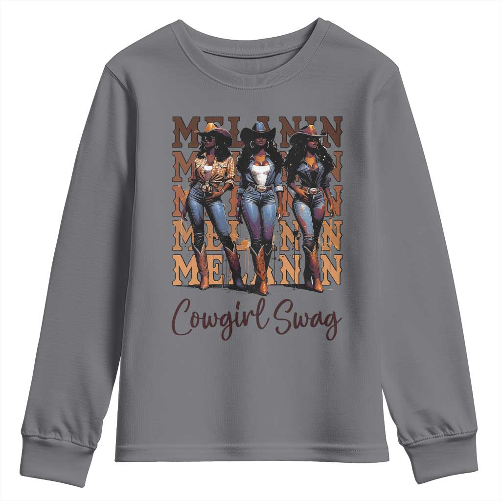 African Melanin Cowgirl Swag Youth Sweatshirt Cowgirls Black History Pride TS02