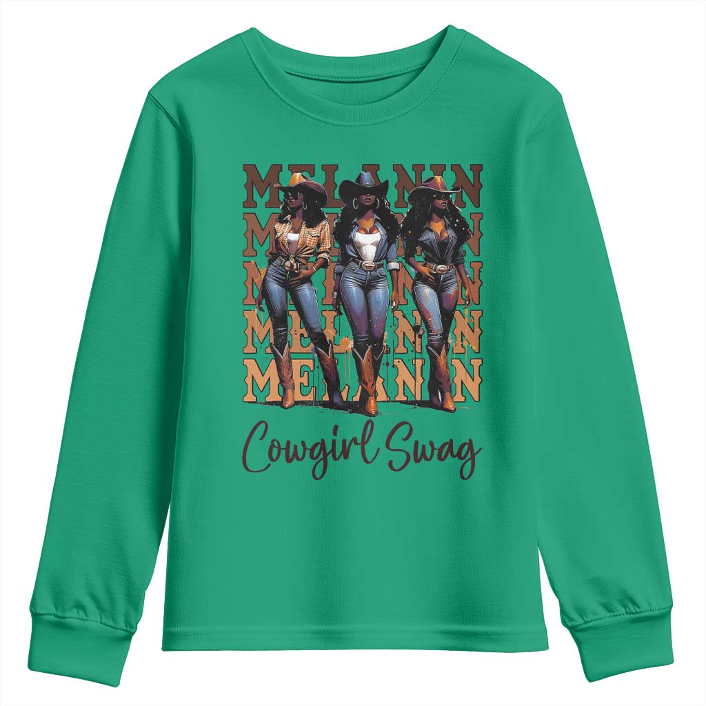 African Melanin Cowgirl Swag Youth Sweatshirt Cowgirls Black History Pride TS02