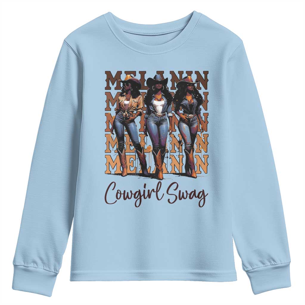 African Melanin Cowgirl Swag Youth Sweatshirt Cowgirls Black History Pride TS02
