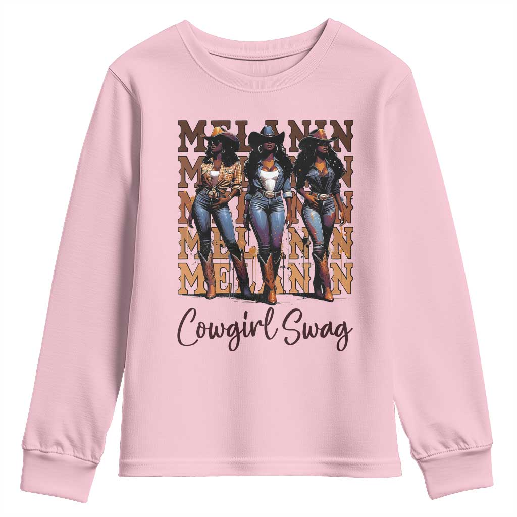 African Melanin Cowgirl Swag Youth Sweatshirt Cowgirls Black History Pride TS02