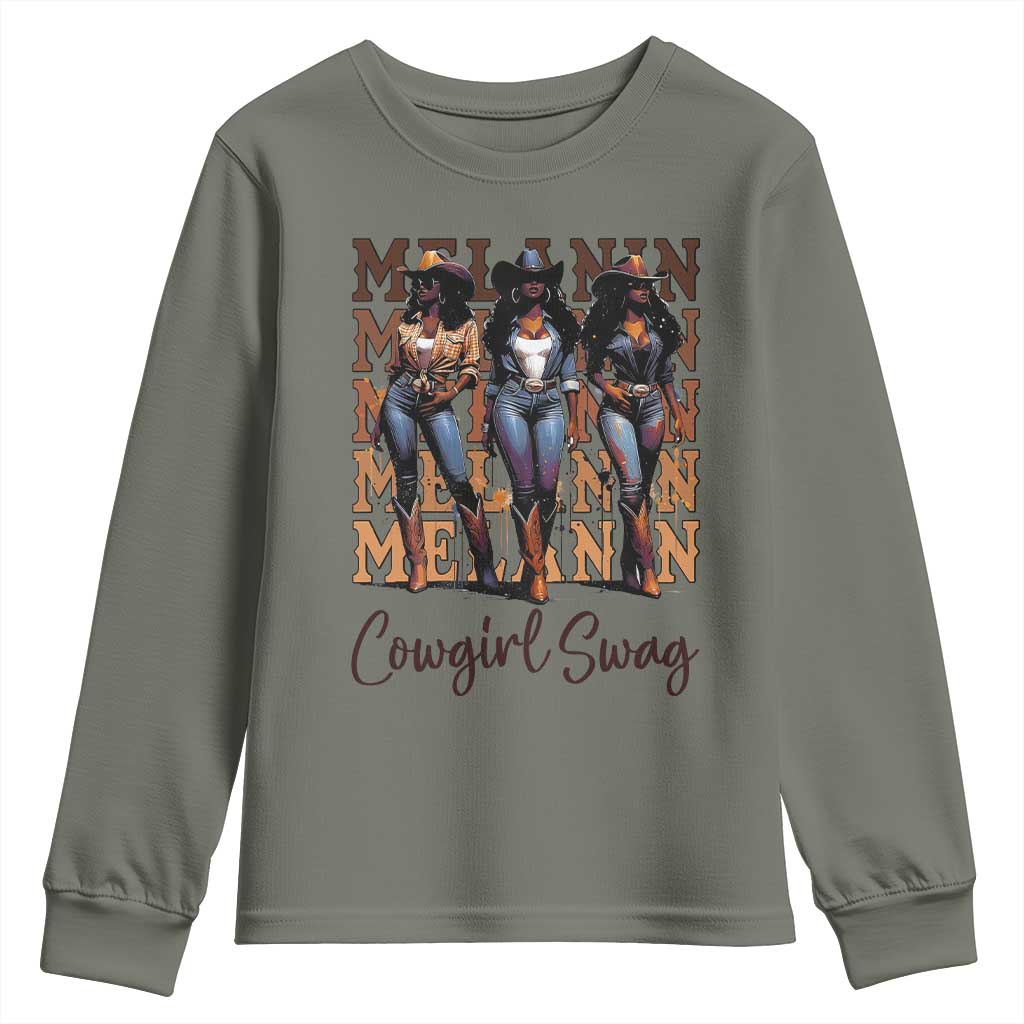 African Melanin Cowgirl Swag Youth Sweatshirt Cowgirls Black History Pride TS02
