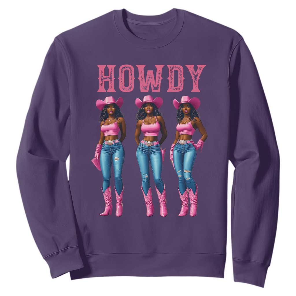 Howdy Melanin Cowgirl Sweatshirt Western Rodeo Women Black Cowgirls TS02