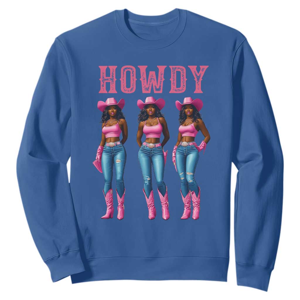 Howdy Melanin Cowgirl Sweatshirt Western Rodeo Women Black Cowgirls TS02