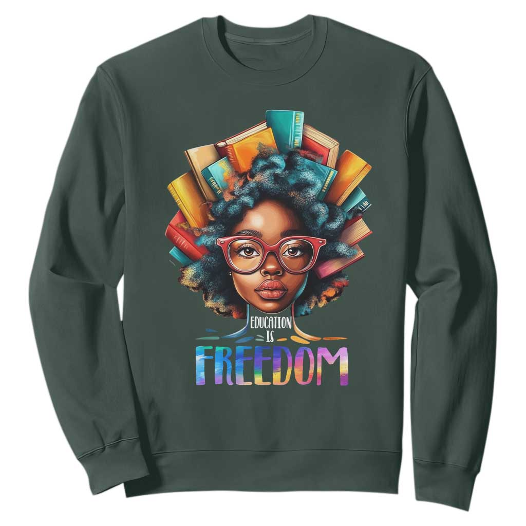Black History Education Is Freedom Sweatshirt Black Teacher Books TS02