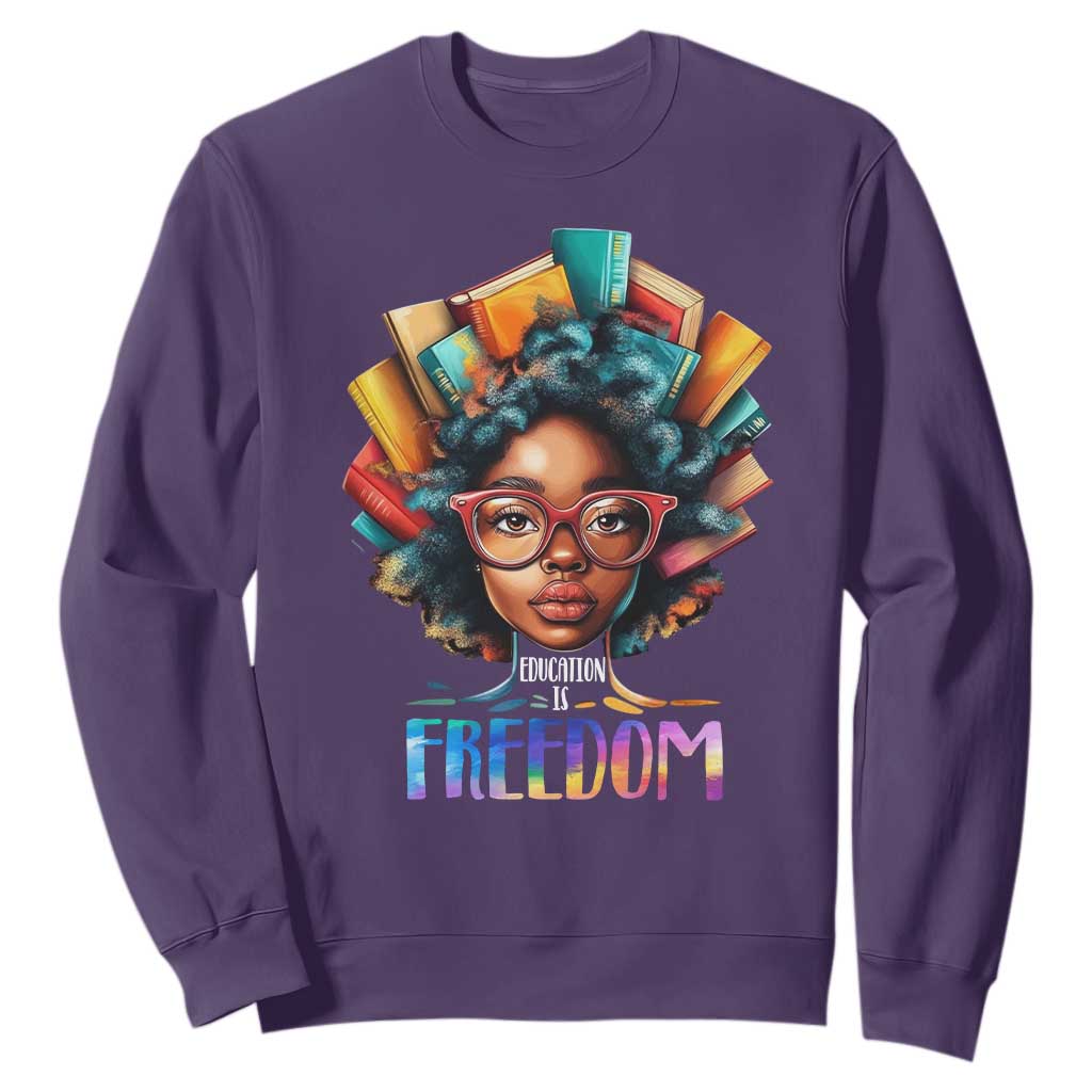 Black History Education Is Freedom Sweatshirt Black Teacher Books TS02