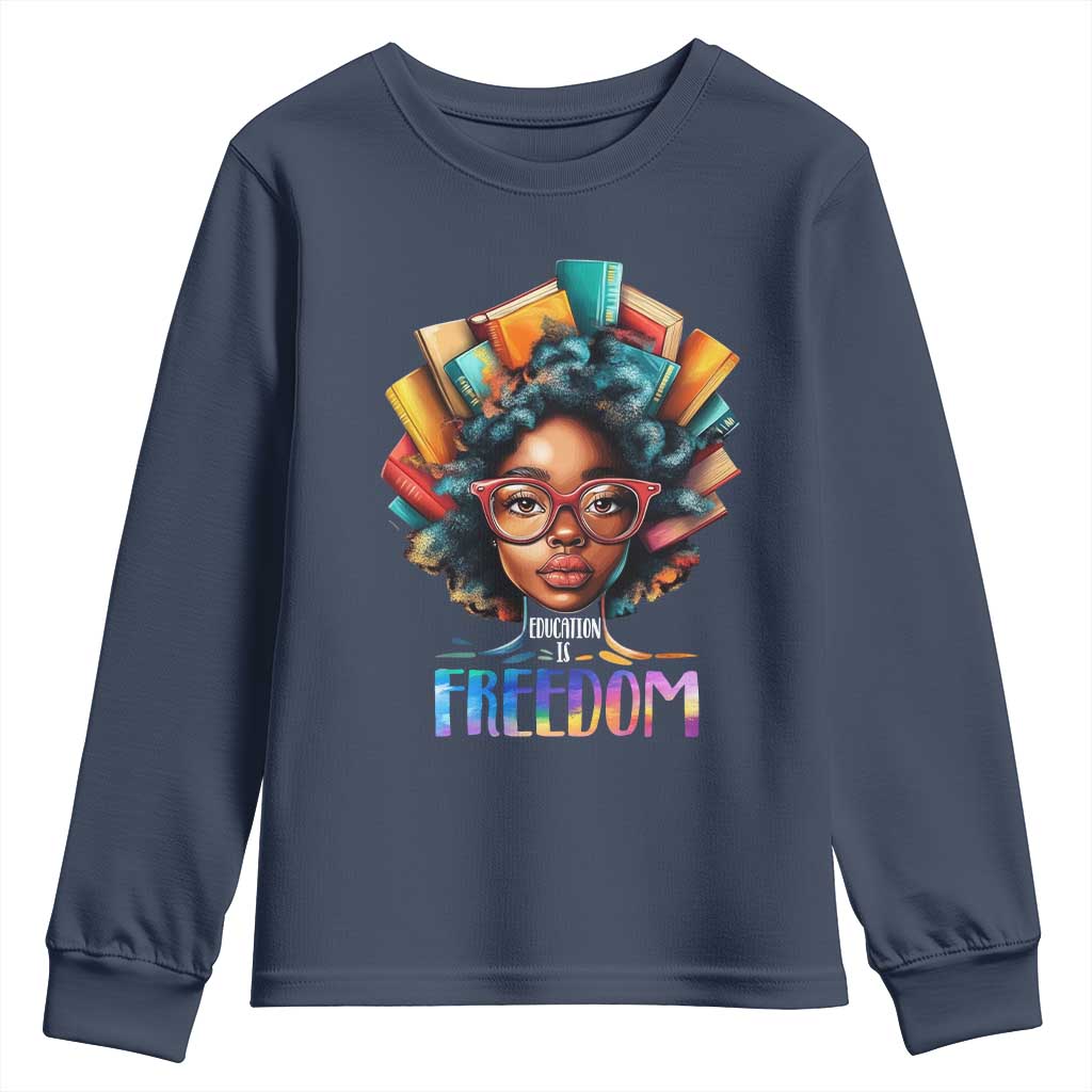 Black History Education Is Freedom Youth Sweatshirt Black Teacher Books TS02
