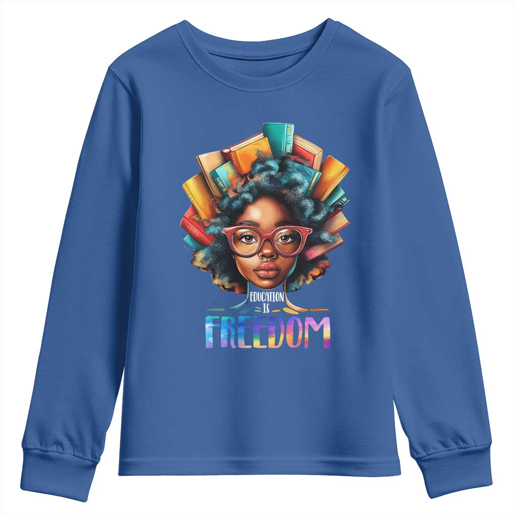 Black History Education Is Freedom Youth Sweatshirt Black Teacher Books TS02