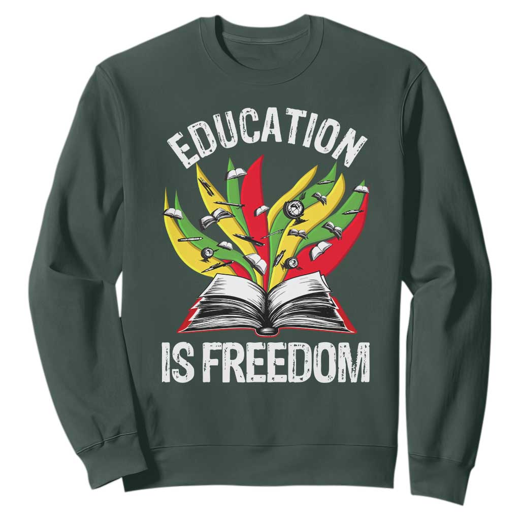 Black Education Is Freedom Sweatshirt Teaching History Month Books TS02