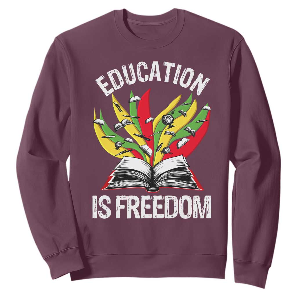 Black Education Is Freedom Sweatshirt Teaching History Month Books TS02