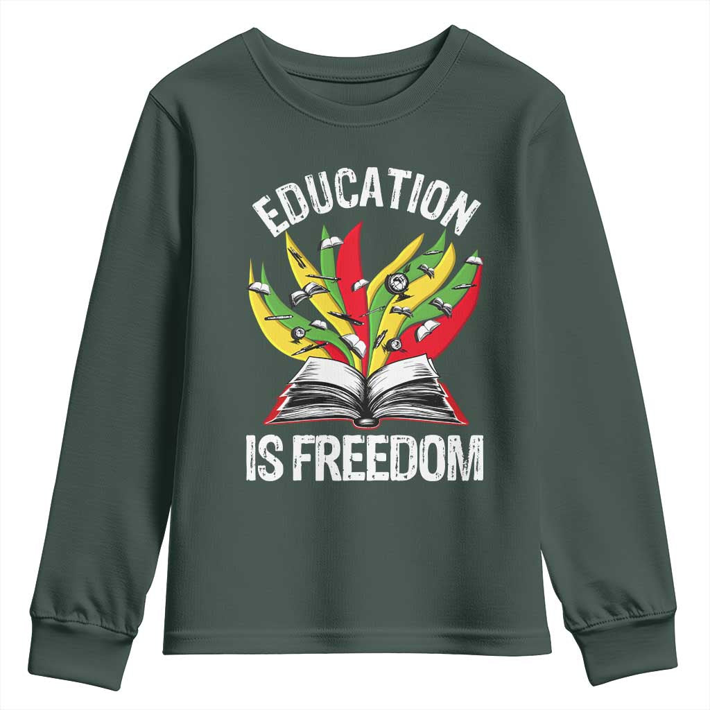 Black Education Is Freedom Youth Sweatshirt Teaching History Month Books TS02