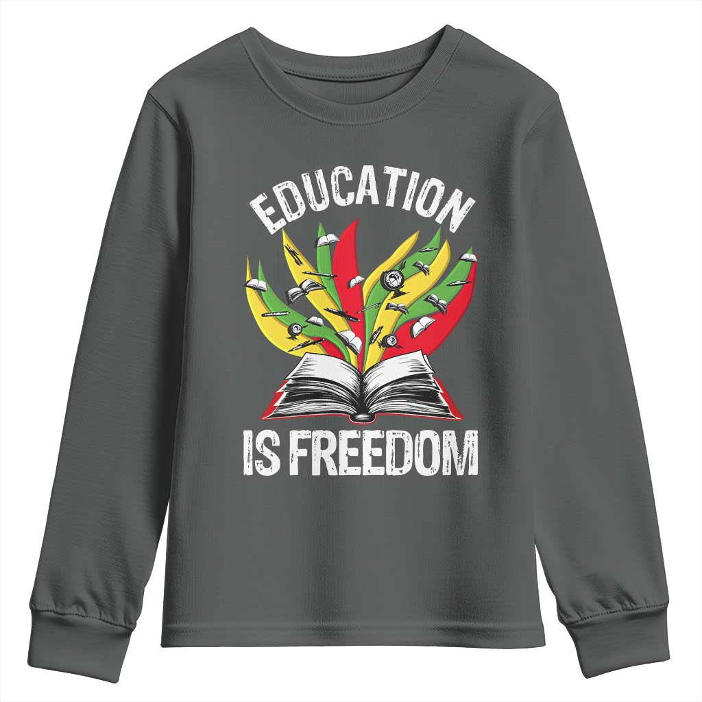 Black Education Is Freedom Youth Sweatshirt Teaching History Month Books TS02