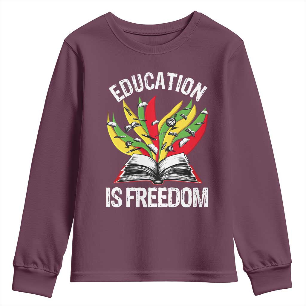 Black Education Is Freedom Youth Sweatshirt Teaching History Month Books TS02