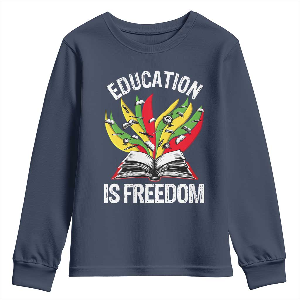 Black Education Is Freedom Youth Sweatshirt Teaching History Month Books TS02