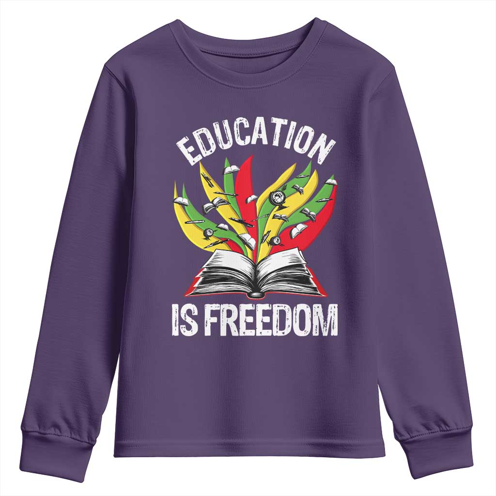 Black Education Is Freedom Youth Sweatshirt Teaching History Month Books TS02