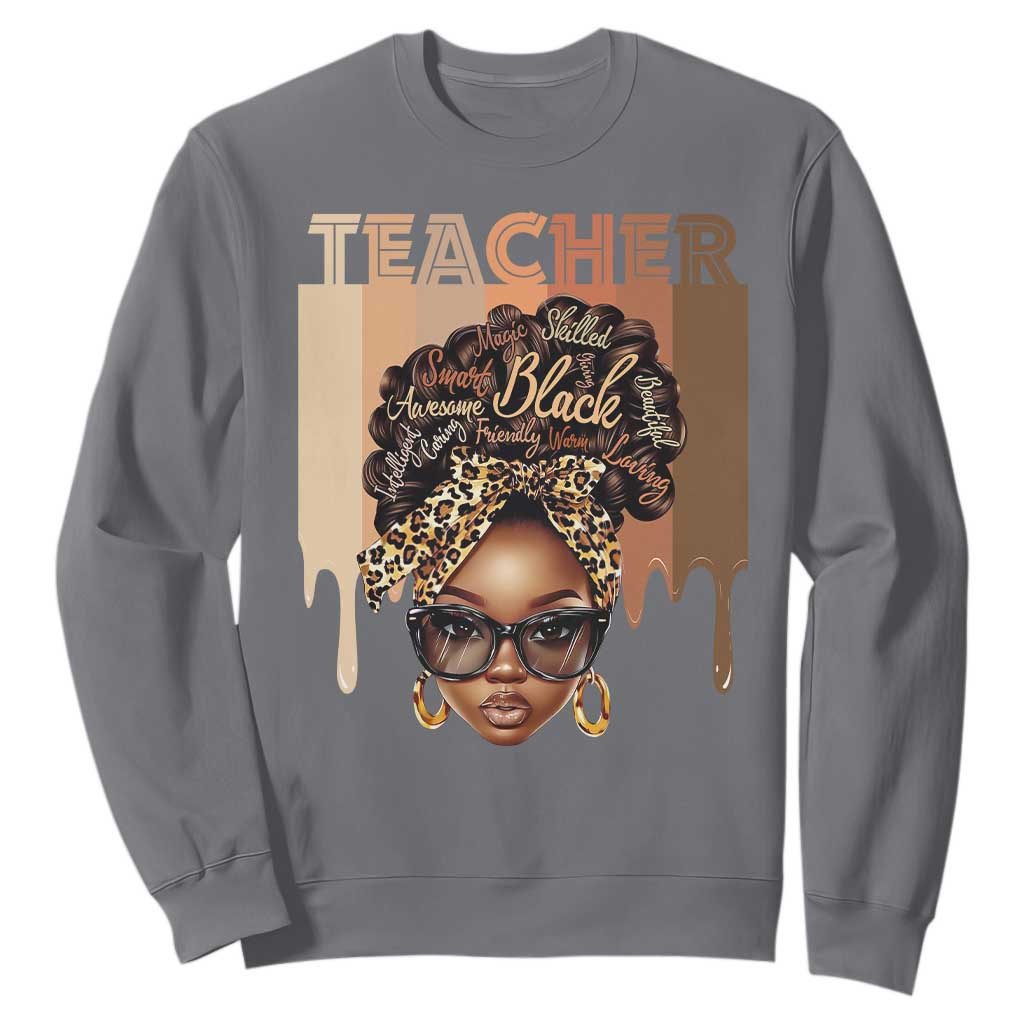Black Teacher Magic Education Sweatshirt History Month Melanin Afro Hair TS02