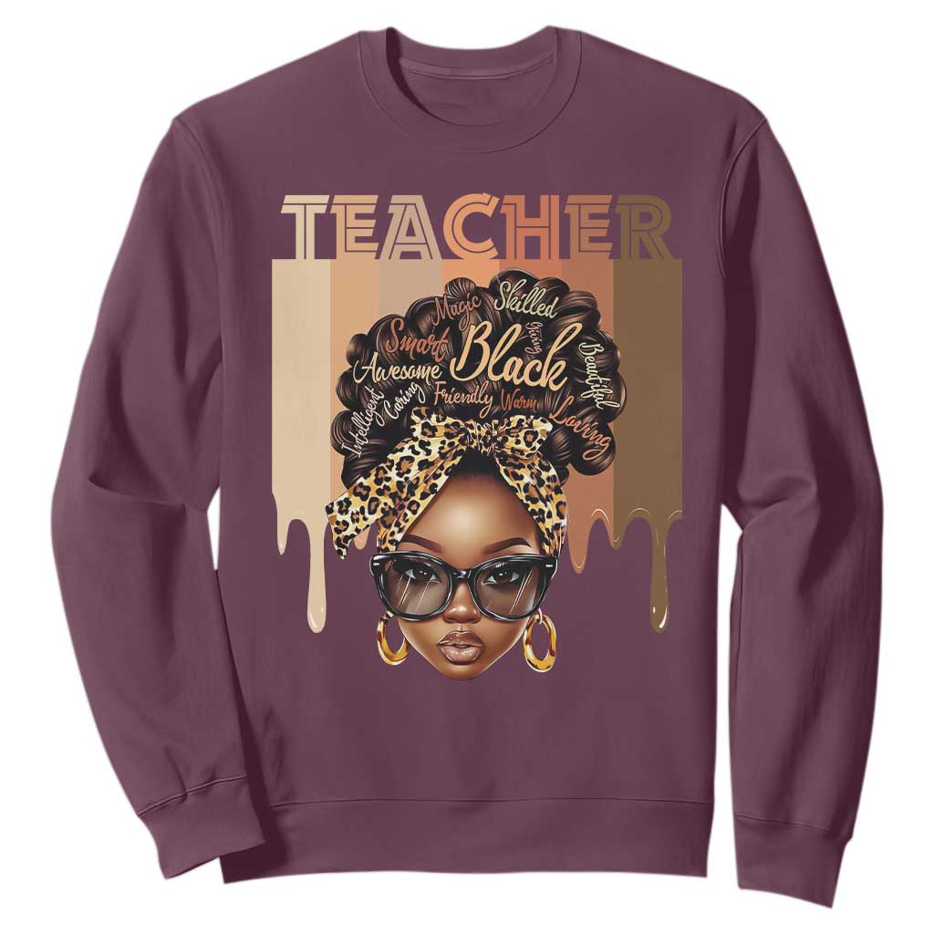 Black Teacher Magic Education Sweatshirt History Month Melanin Afro Hair TS02
