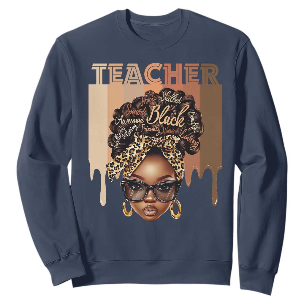 Black Teacher Magic Education Sweatshirt History Month Melanin Afro Hair TS02