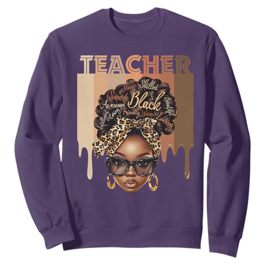 Black Teacher Magic Education Sweatshirt History Month Melanin Afro Hair TS02