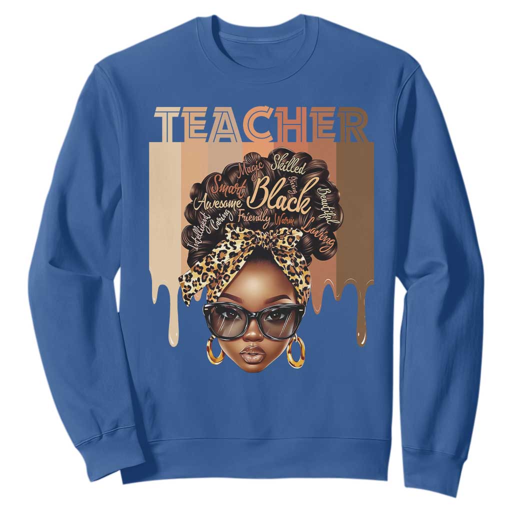Black Teacher Magic Education Sweatshirt History Month Melanin Afro Hair TS02