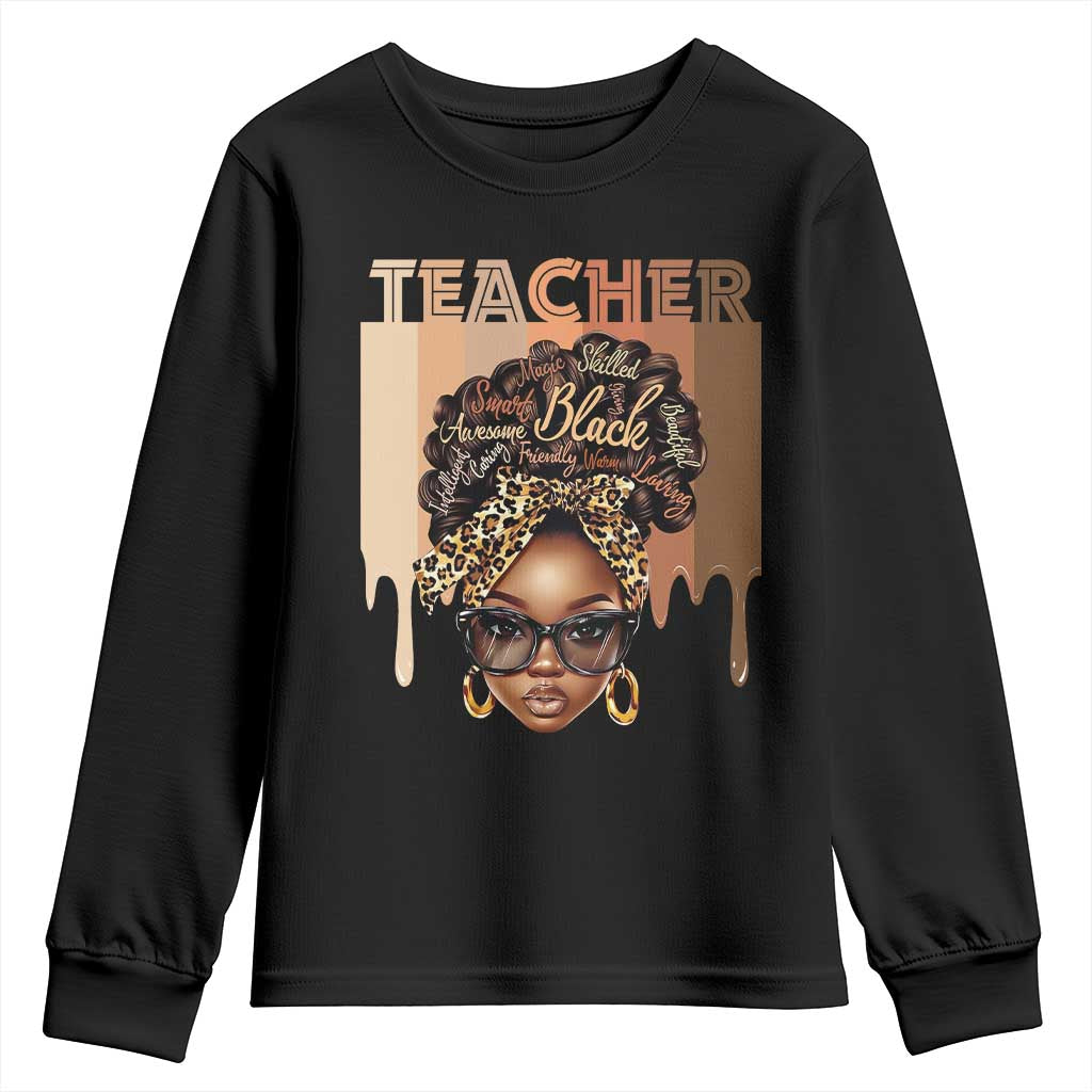 Black Teacher Magic Education Youth Sweatshirt History Month Melanin Afro Hair TS02