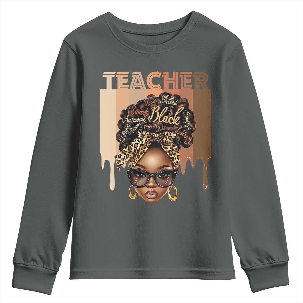 Black Teacher Magic Education Youth Sweatshirt History Month Melanin Afro Hair TS02