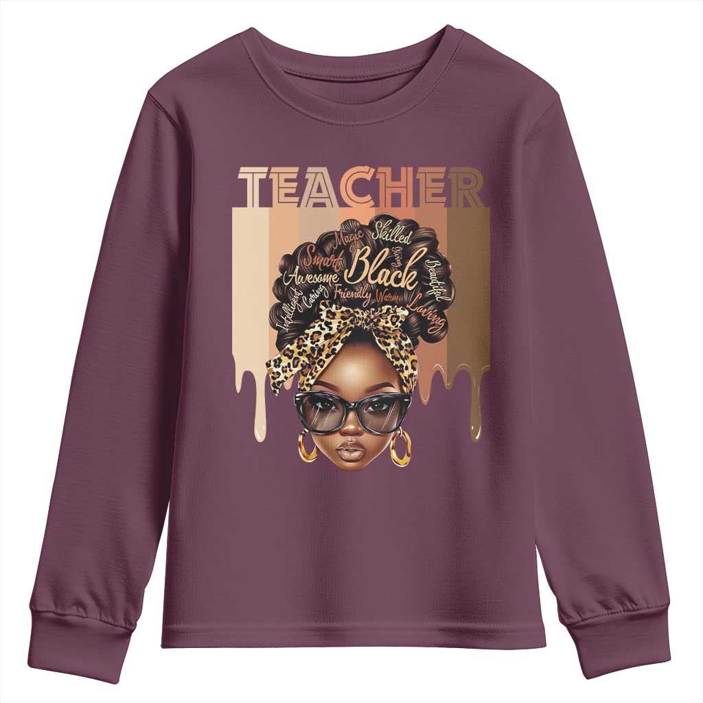 Black Teacher Magic Education Youth Sweatshirt History Month Melanin Afro Hair TS02