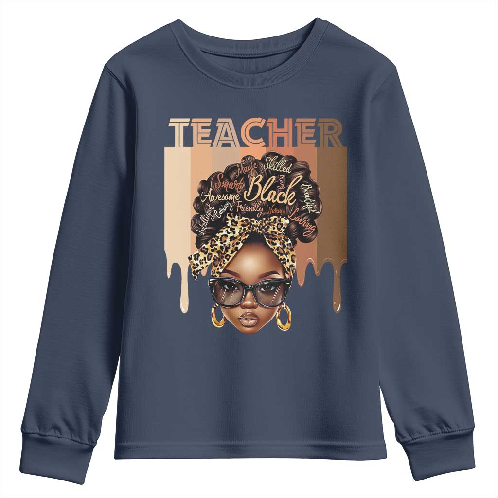 Black Teacher Magic Education Youth Sweatshirt History Month Melanin Afro Hair TS02