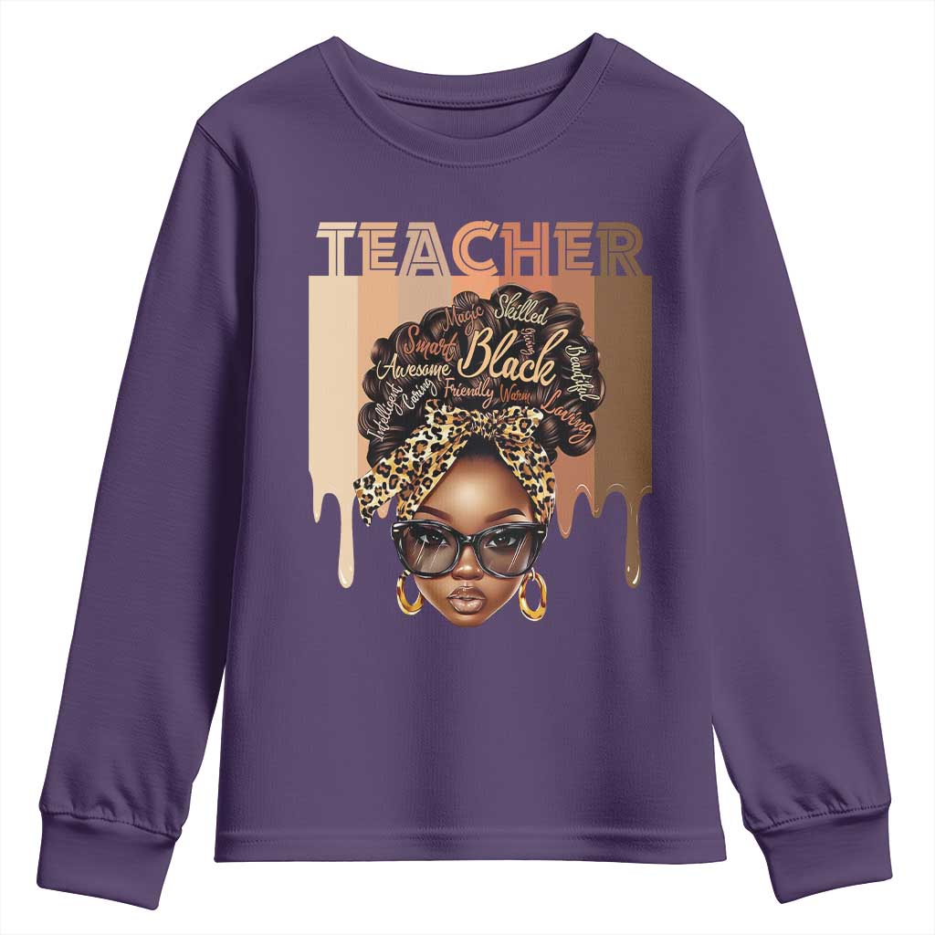 Black Teacher Magic Education Youth Sweatshirt History Month Melanin Afro Hair TS02