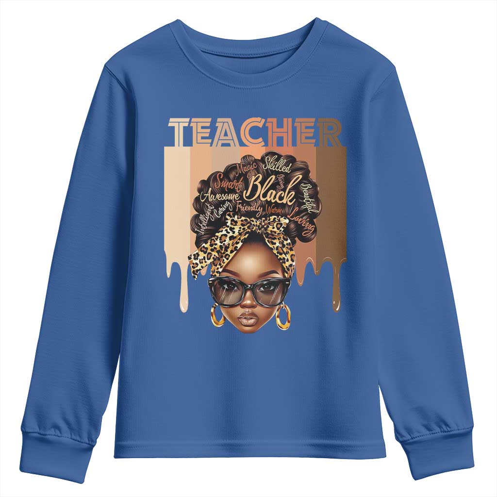 Black Teacher Magic Education Youth Sweatshirt History Month Melanin Afro Hair TS02