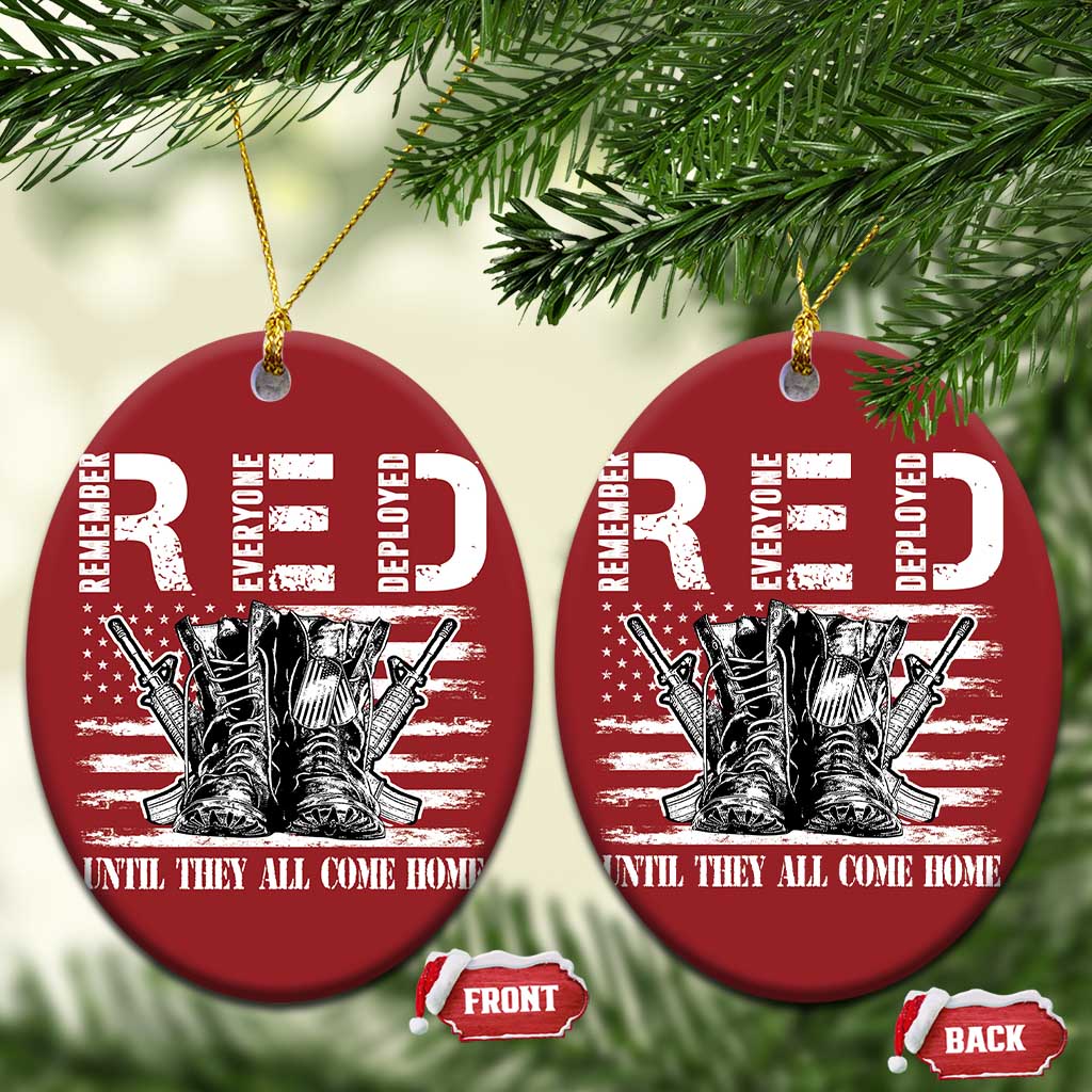 Red Friday Christmas Ornament R.E.D Until They All Come Home Support Troops Military Combat Boots TS02