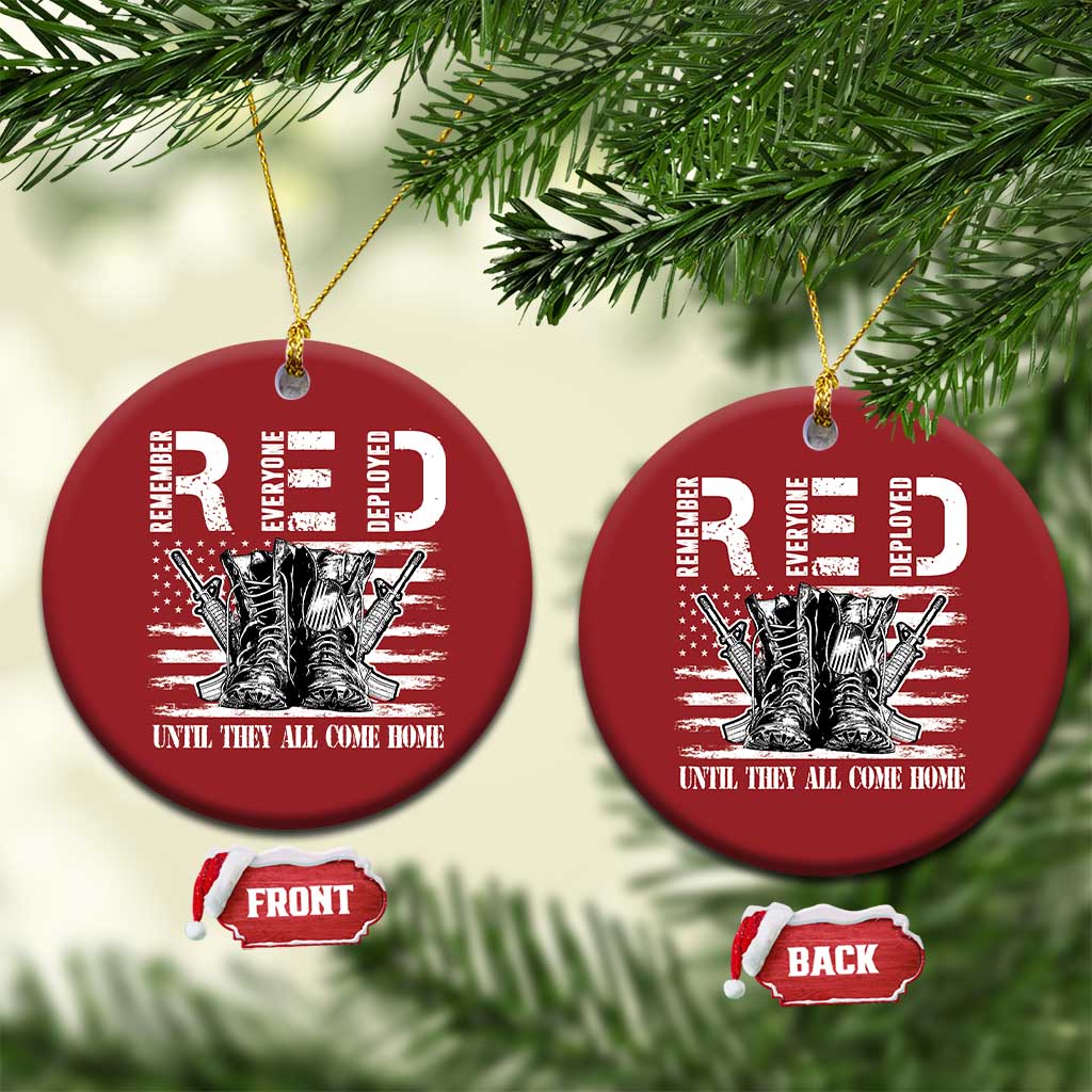 Red Friday Christmas Ornament R.E.D Until They All Come Home Support Troops Military Combat Boots TS02