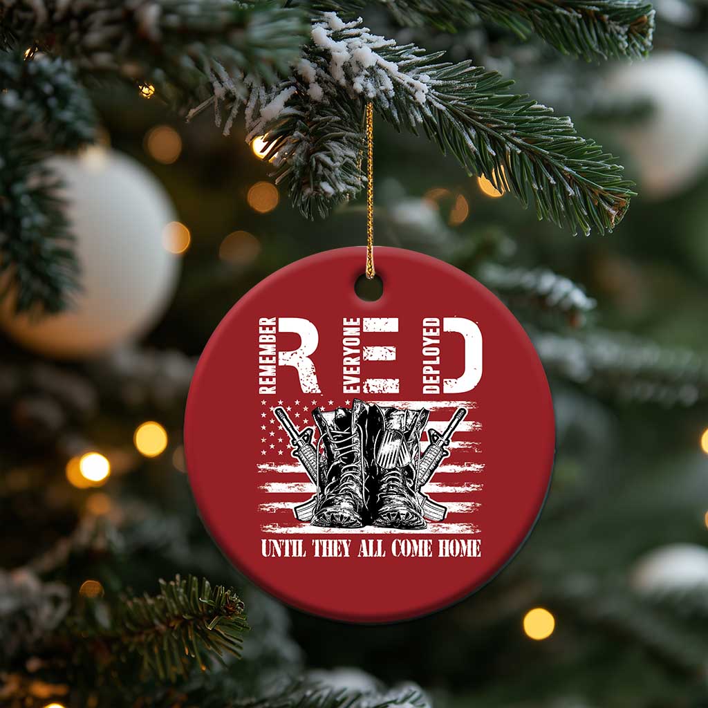 Red Friday Christmas Ornament R.E.D Until They All Come Home Support Troops Military Combat Boots TS02