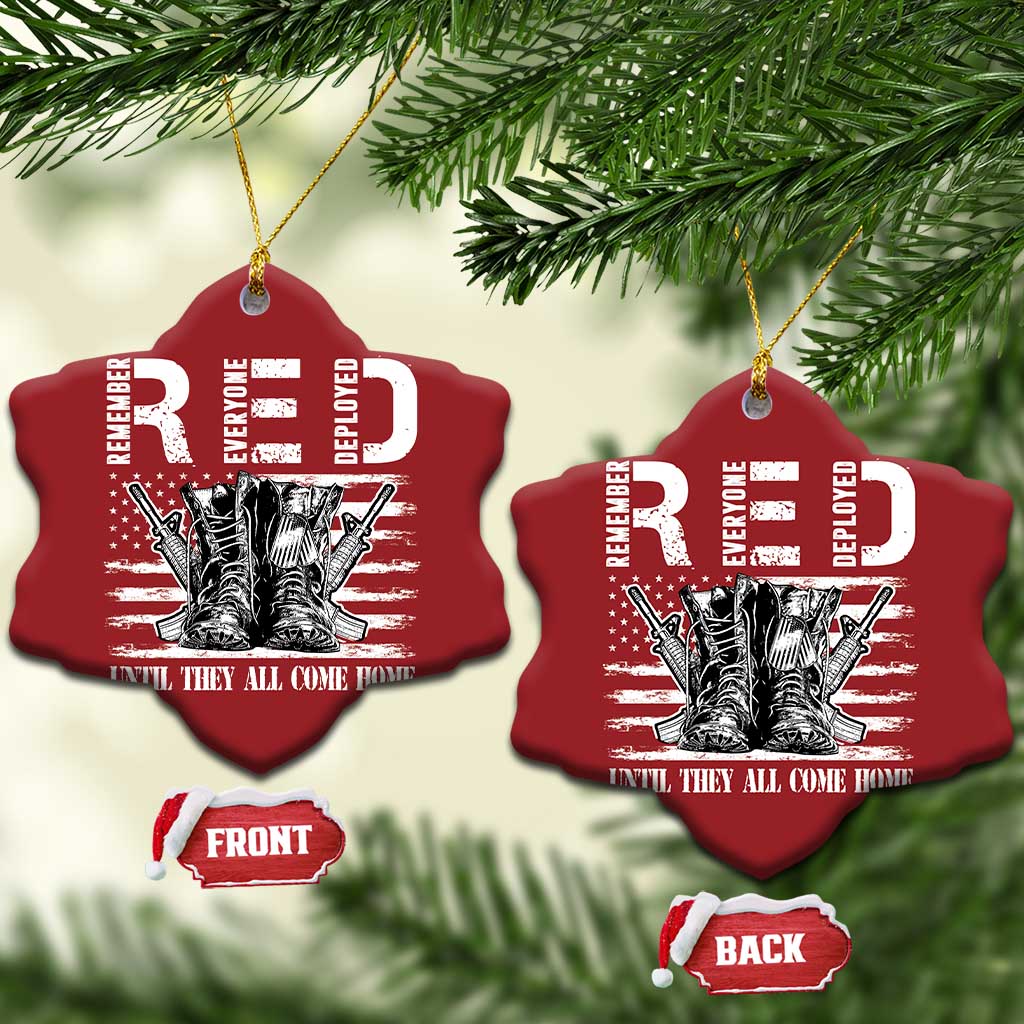 Red Friday Christmas Ornament R.E.D Until They All Come Home Support Troops Military Combat Boots TS02