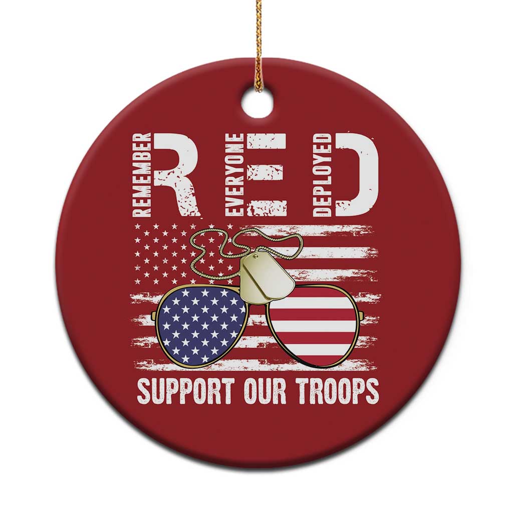 Red Friday Christmas Ornament R.E.D Remember Everyone Deployed American Flag Glasses Dog Tag TS02