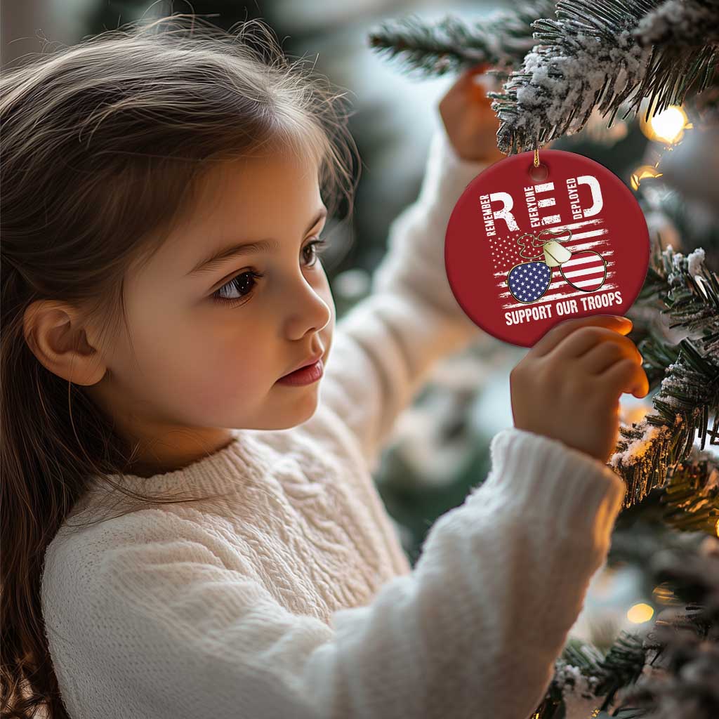Red Friday Christmas Ornament R.E.D Remember Everyone Deployed American Flag Glasses Dog Tag TS02