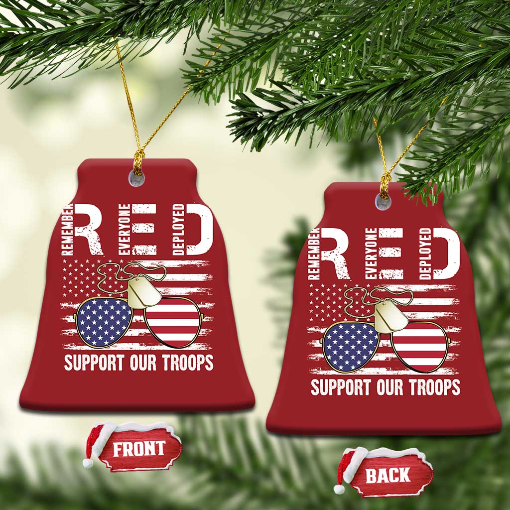 Red Friday Christmas Ornament R.E.D Remember Everyone Deployed American Flag Glasses Dog Tag TS02