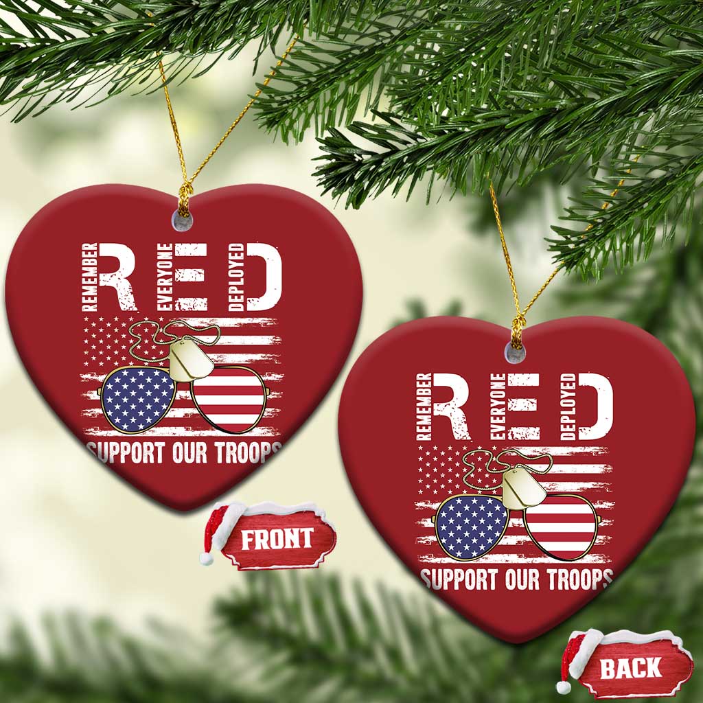 Red Friday Christmas Ornament R.E.D Remember Everyone Deployed American Flag Glasses Dog Tag TS02