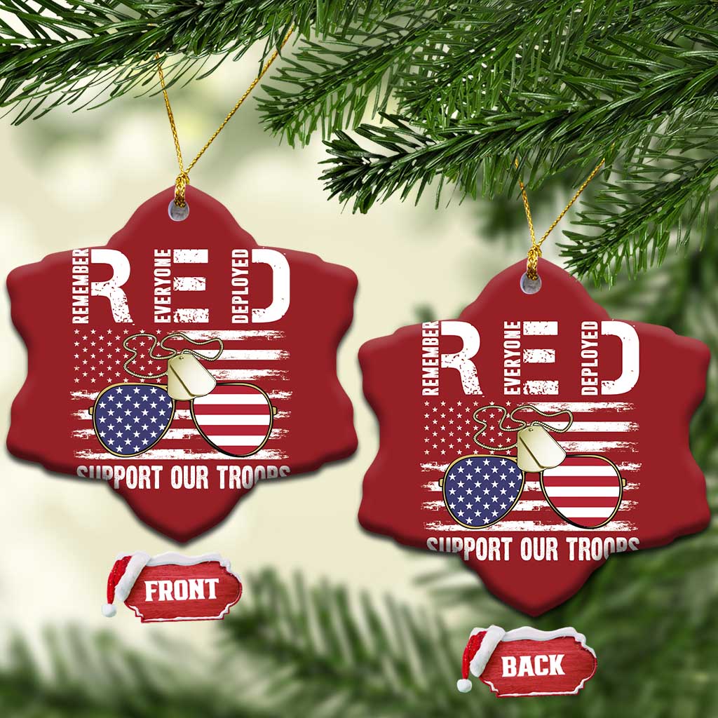 Red Friday Christmas Ornament R.E.D Remember Everyone Deployed American Flag Glasses Dog Tag TS02