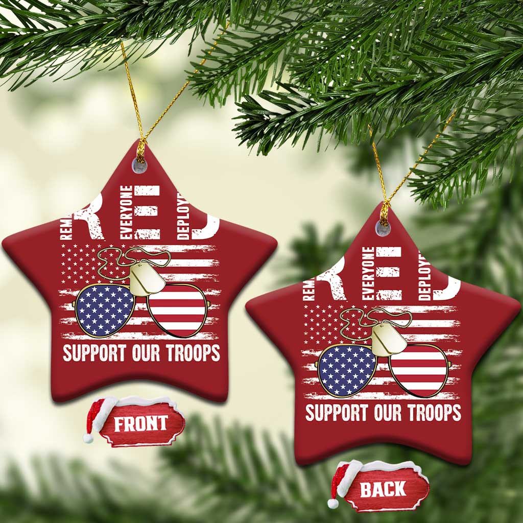 Red Friday Christmas Ornament R.E.D Remember Everyone Deployed American Flag Glasses Dog Tag TS02