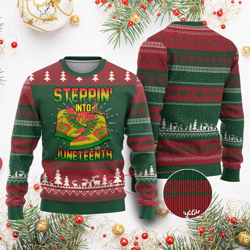 Steppin' Into Juneteenth 1865 Knit Sweatshirt Freedom Day African American Pride TS02