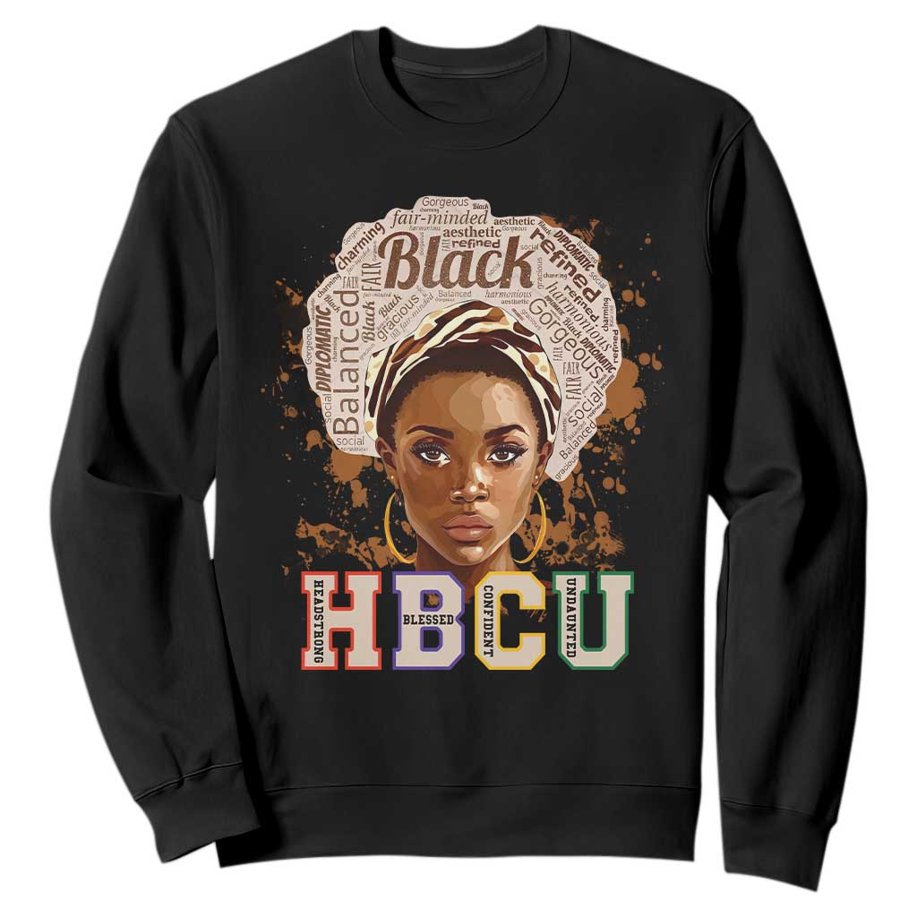 Black Educated HBCU Sweatshirt Headstrong Blessed Confident Undaunted TS02