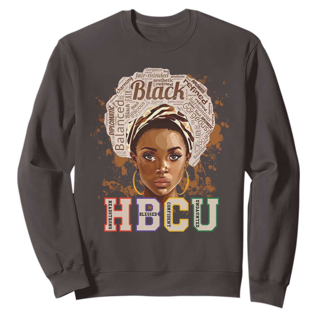 Black Educated HBCU Sweatshirt Headstrong Blessed Confident Undaunted TS02