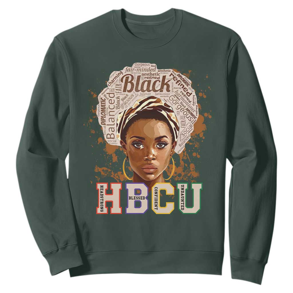 Black Educated HBCU Sweatshirt Headstrong Blessed Confident Undaunted TS02