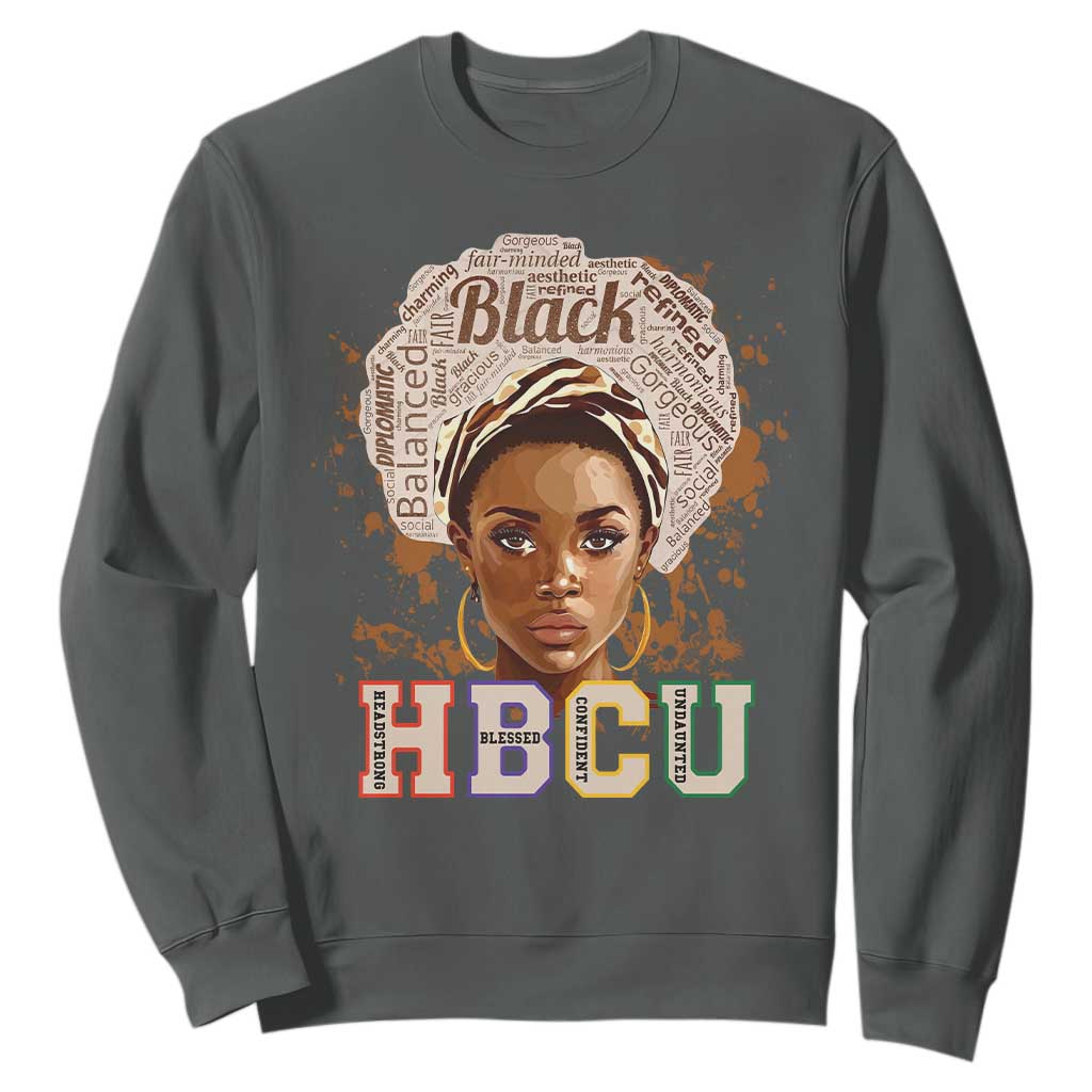 Black Educated HBCU Sweatshirt Headstrong Blessed Confident Undaunted TS02