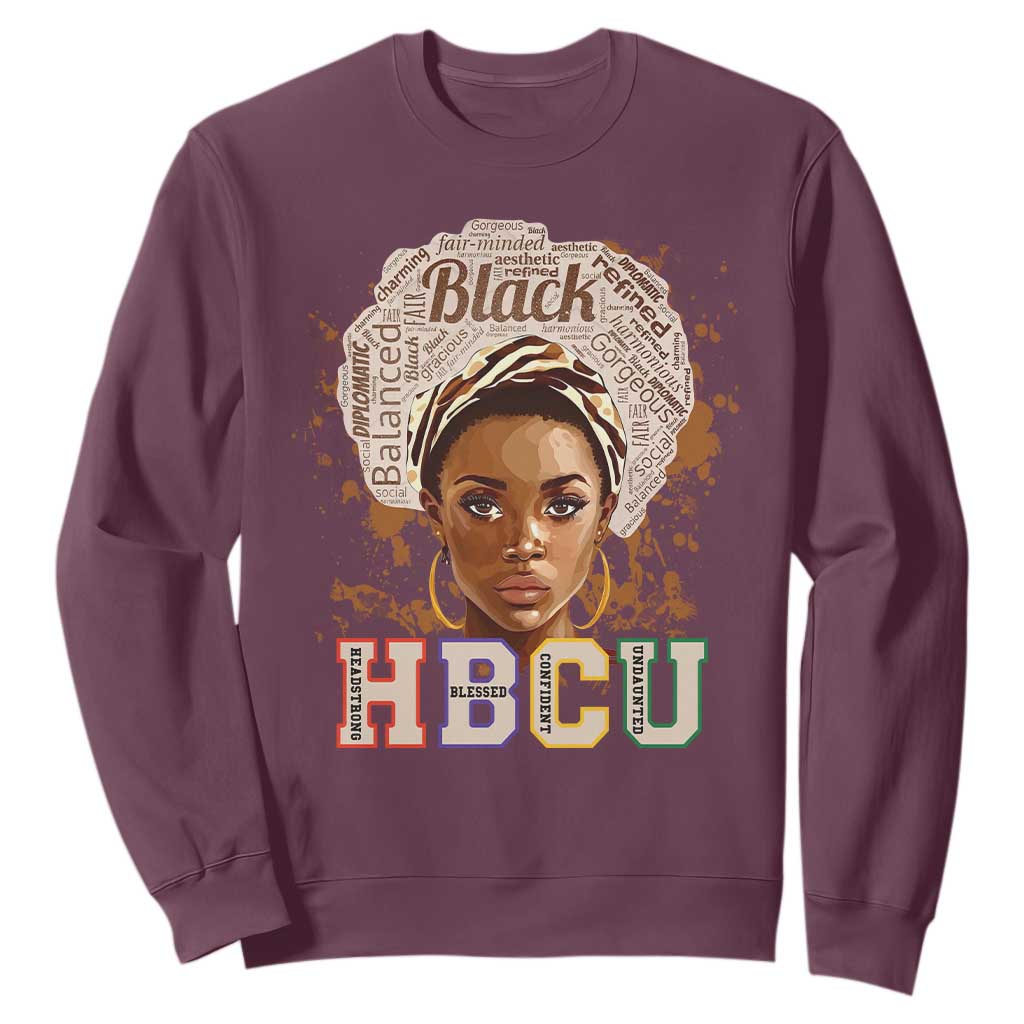 Black Educated HBCU Sweatshirt Headstrong Blessed Confident Undaunted TS02