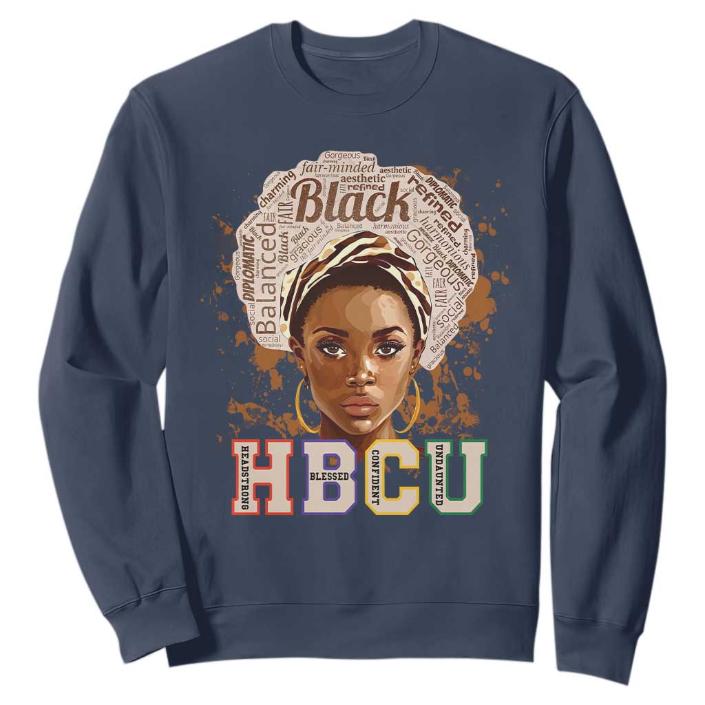Black Educated HBCU Sweatshirt Headstrong Blessed Confident Undaunted TS02