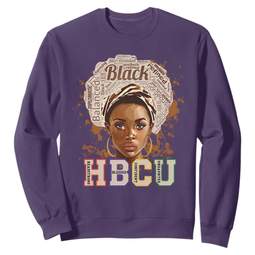 Black Educated HBCU Sweatshirt Headstrong Blessed Confident Undaunted TS02