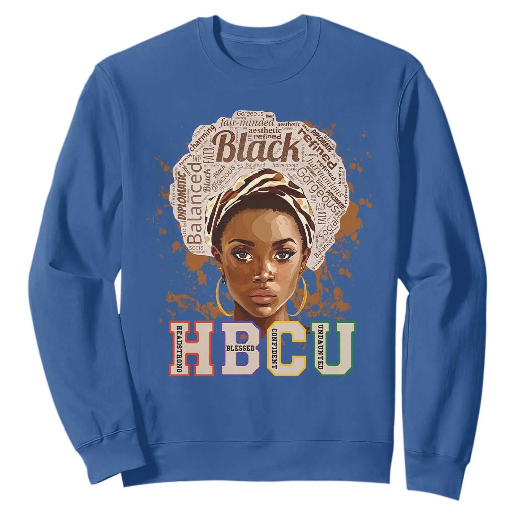 Black Educated HBCU Sweatshirt Headstrong Blessed Confident Undaunted TS02
